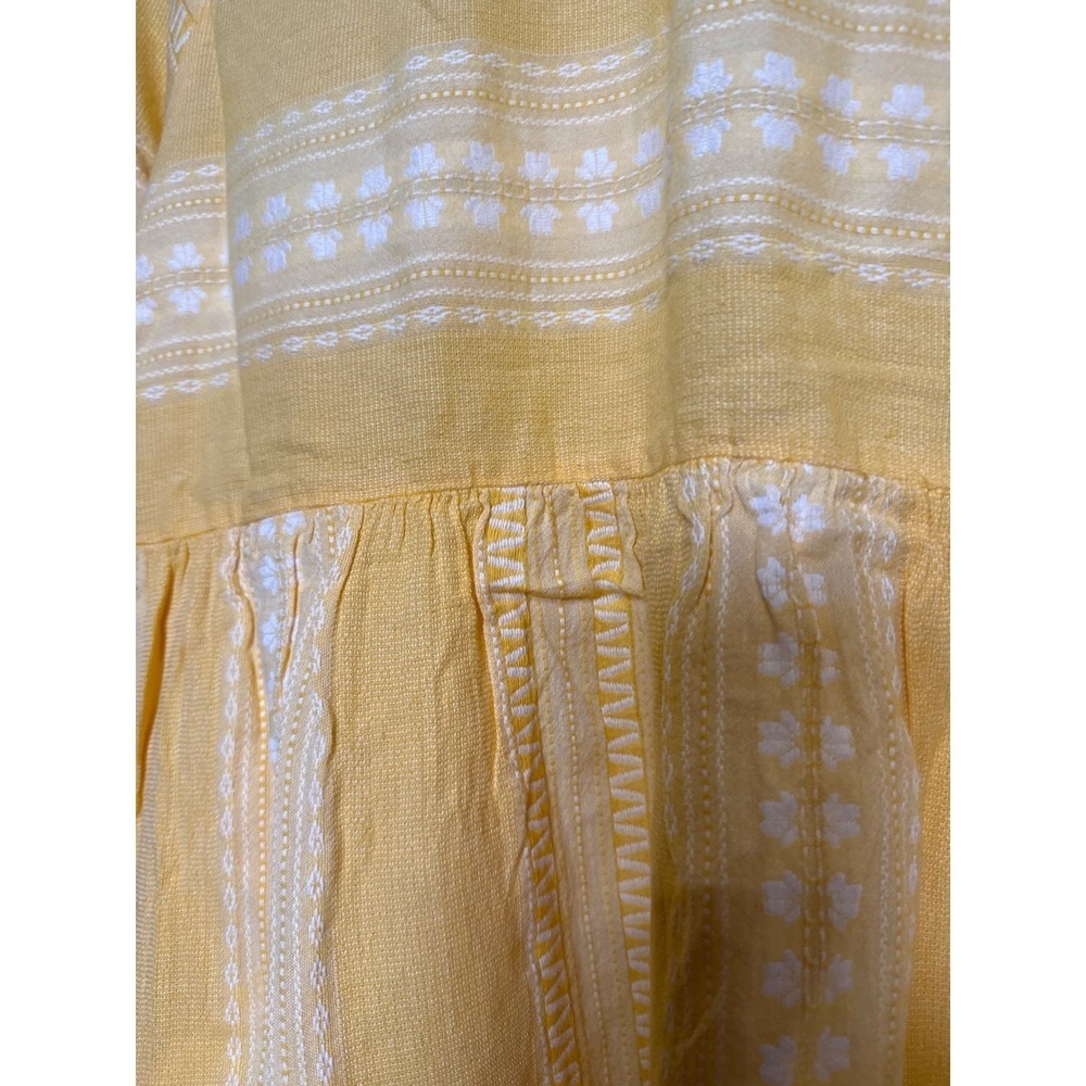 NWTs Baby Doll Organic Cotton Embroidered Tiered Mini Dress Yellow Boho V-Neck S - Picture 8 of 14